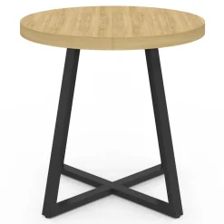 IDMarket Table à manger ronde 80 cm 4 personnes en bois et pieds noirs style industriel* Tables