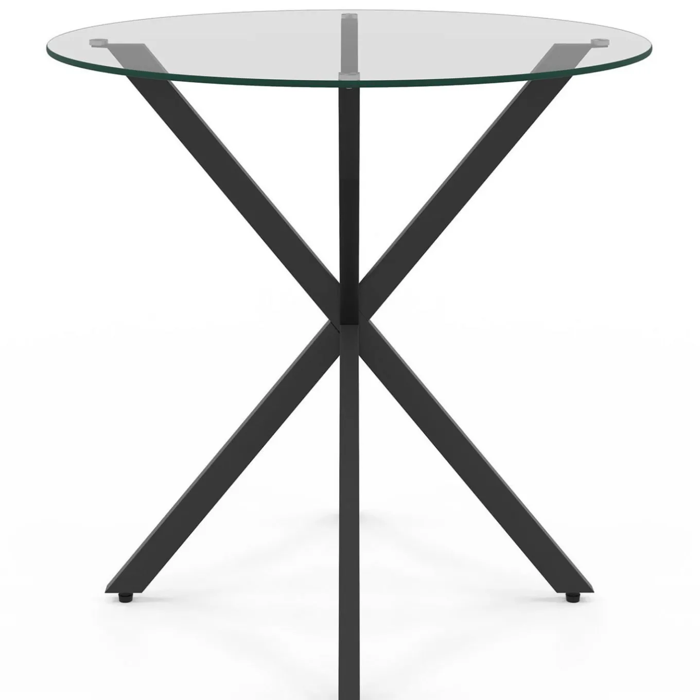 IDMarket Table à manger ronde 80 cm 4 personnes pied araignée noir et plateau verre* Collection Métal|Tables Et Chaises