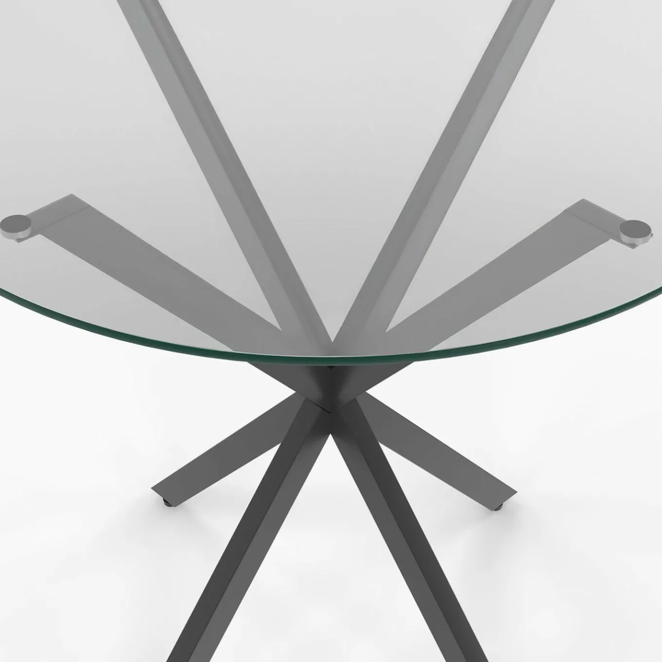 IDMarket Table à manger ronde 80 cm 4 personnes pied araignée noir et plateau verre* Collection Métal|Tables Et Chaises