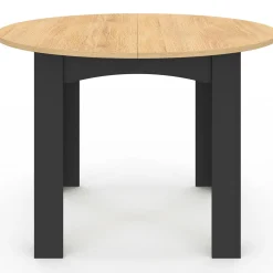 IDMarket Table à manger ronde 110 cm 4-6 personnes noire plateau façon hêtre* Collection Design|Collection Contemporaine