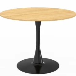 IDMarket Table à manger ronde 100 cm bois et noir 4 personnes pied tulipe* Tables|Collection Design