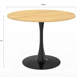 IDMarket Table à manger ronde 100 cm bois et noir 4 personnes pied tulipe* Tables|Collection Design