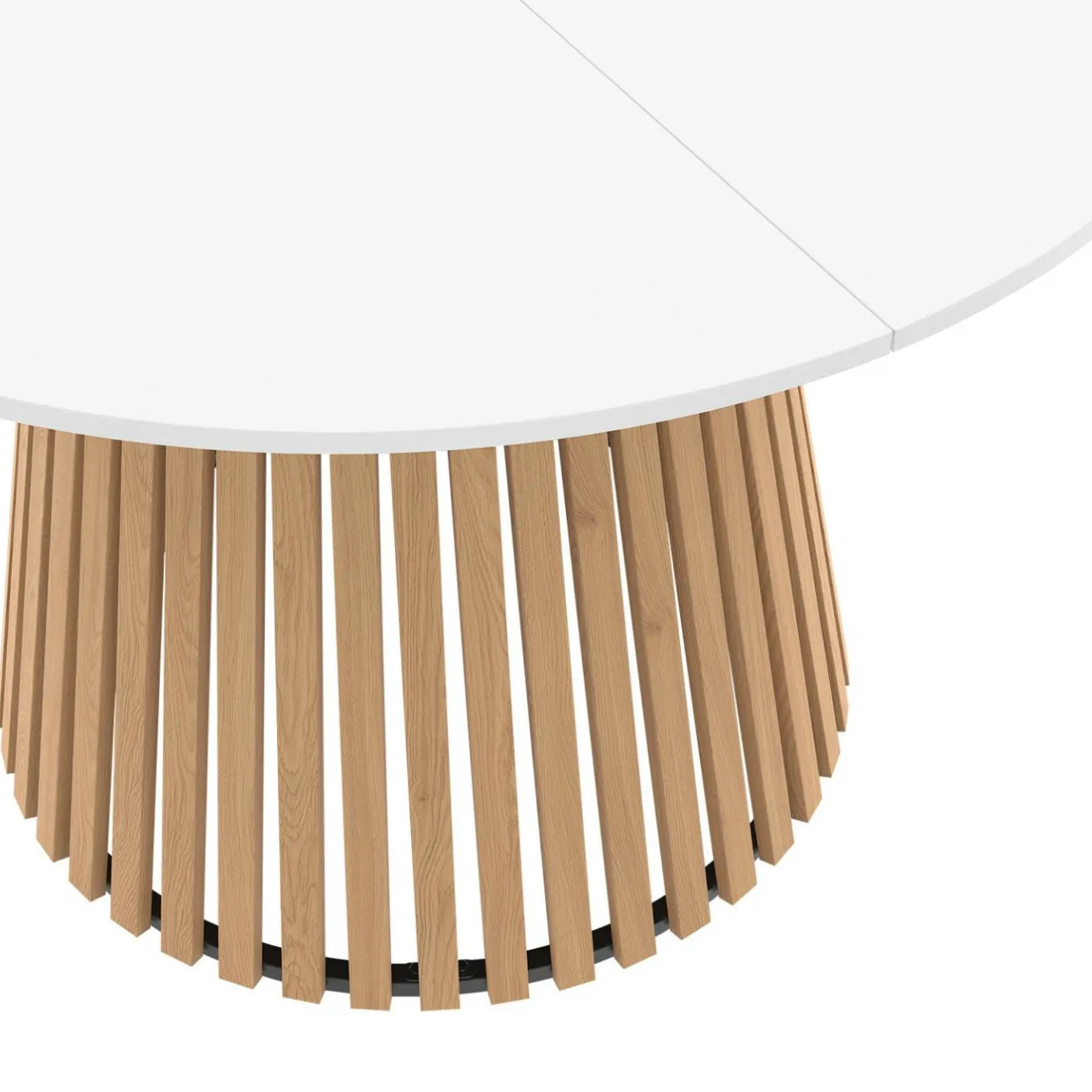 IDMarket Table à manger ronde 6 personnes 110 cm plateau bois blanc et pied bois en lattes* Tables|Tables Et Chaises