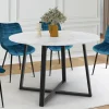 IDMarket Table à manger ronde 4-6 personnes 110 cm effet marbre blanc et noir* Collection Design|Collection Moderne