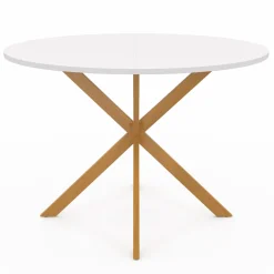 IDMarket Table à manger ronde 6 personnes 110 cm bois et blanc* Tables|Tables Et Chaises