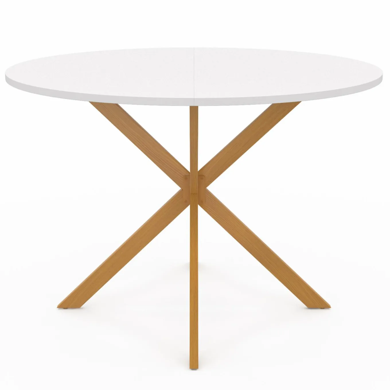 IDMarket Table à manger ronde 6 personnes 110 cm bois et blanc* Tables|Tables Et Chaises