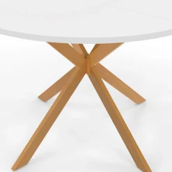 IDMarket Table à manger ronde 6 personnes 110 cm bois et blanc* Tables|Tables Et Chaises