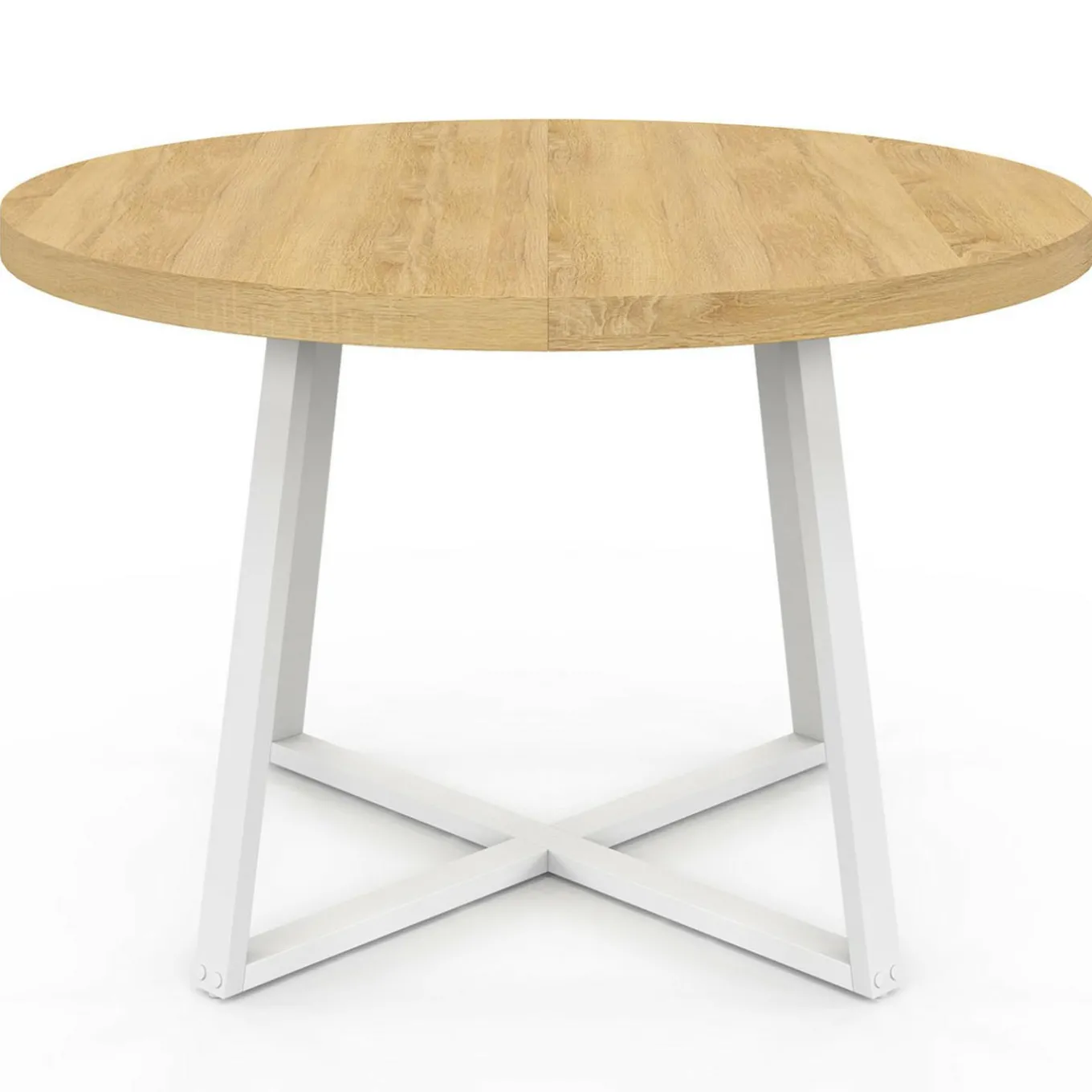 IDMarket Table à manger ronde 4-6 personnes bois et blanc 110-150 cm* Tables|Tables Et Chaises