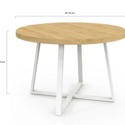 IDMarket Table à manger ronde 4-6 personnes bois et blanc 110-150 cm* Tables|Tables Et Chaises