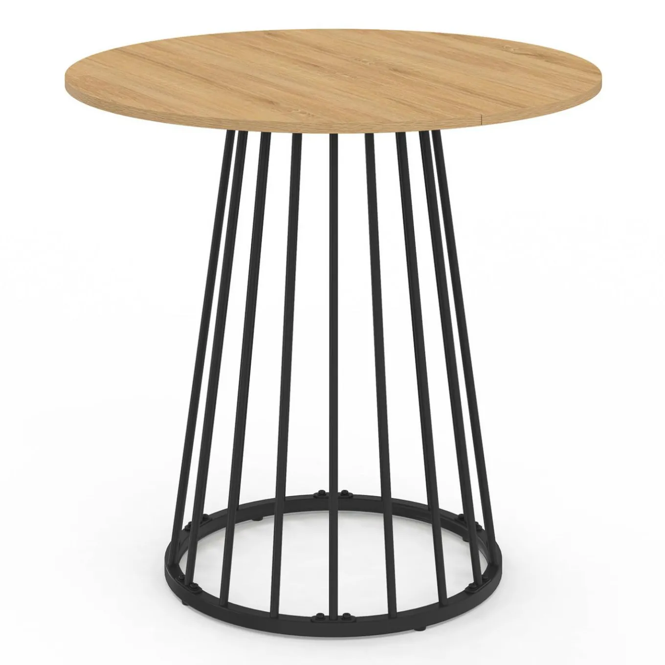 IDMarket Table à manger ronde 4 personnes plateau bois et pied en métal noir 80 cm* Tables|Tables Et Chaises