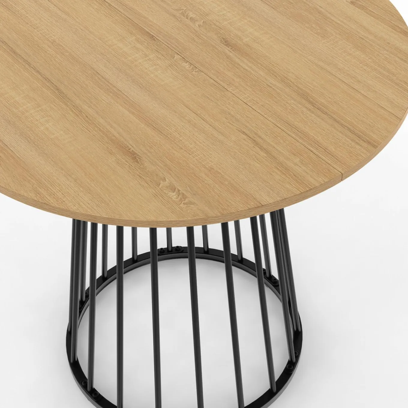 IDMarket Table à manger ronde 4 personnes plateau bois et pied en métal noir 80 cm* Tables|Tables Et Chaises