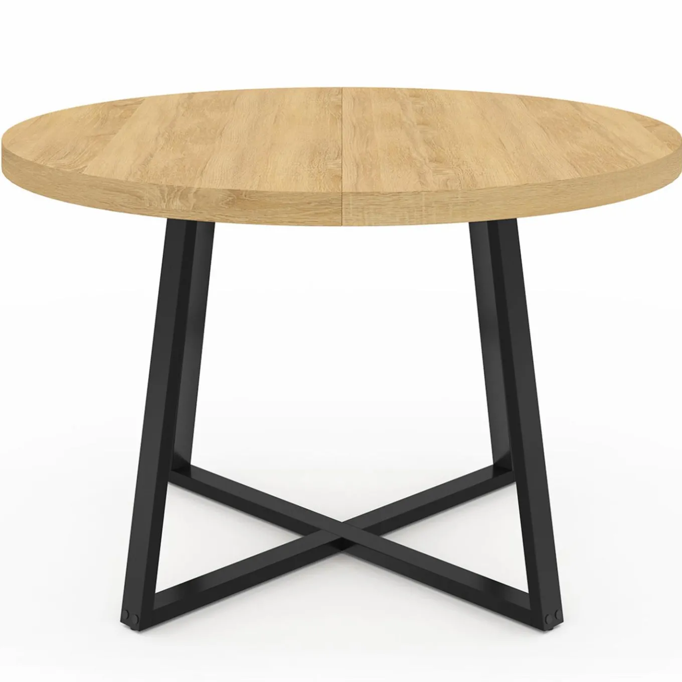 IDMarket Table à manger ronde 4-6 personnes bois et noir* Tables
