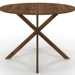 IDMarket Table à manger ronde ALIX 6 personnes pied araignée noyer 110 cm* Collection Vintage|Tables