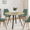 IDMarket Table à manger ronde bois et noir 110 cm 4-6 personnes* Tables
