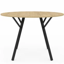 IDMarket Table à manger ronde bois et noir 110 cm 4-6 personnes* Tables