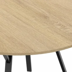 IDMarket Table à manger ronde bois et noir 110 cm 4-6 personnes* Tables