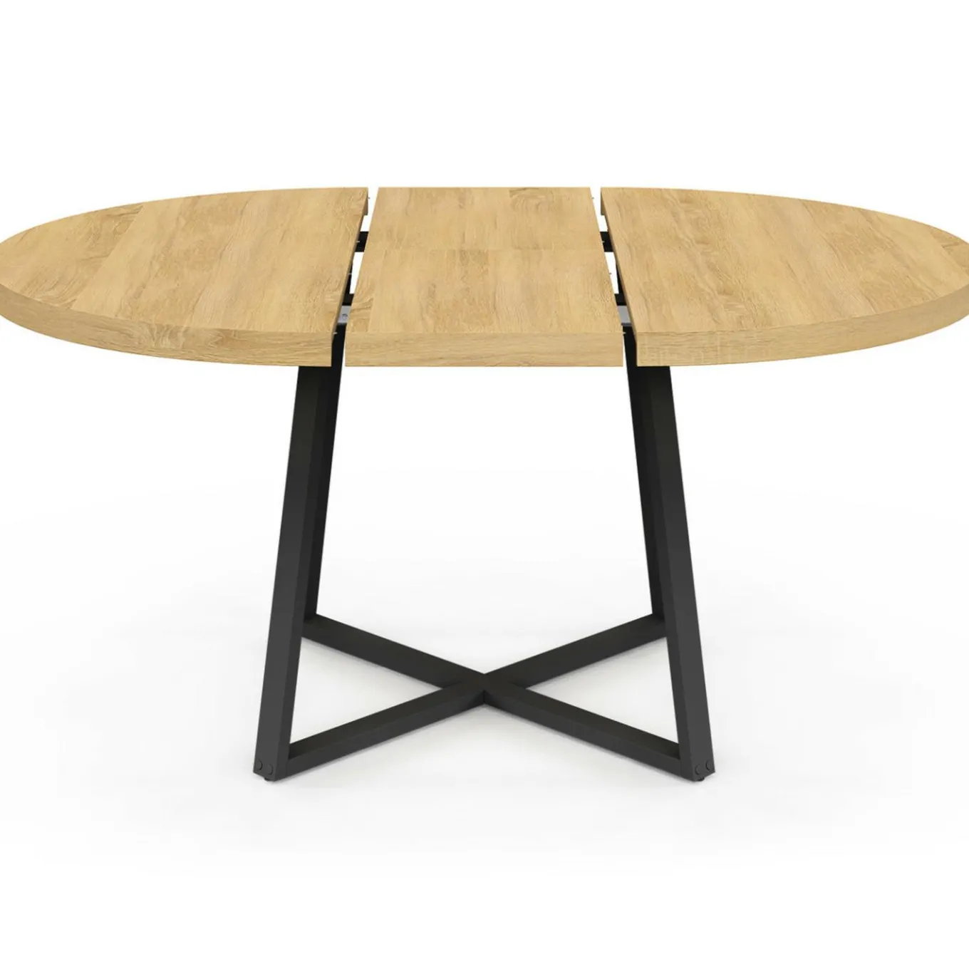 IDMarket Table à manger ronde bois et noir 4-8 personnes* Tables|Salle À Manger Complète