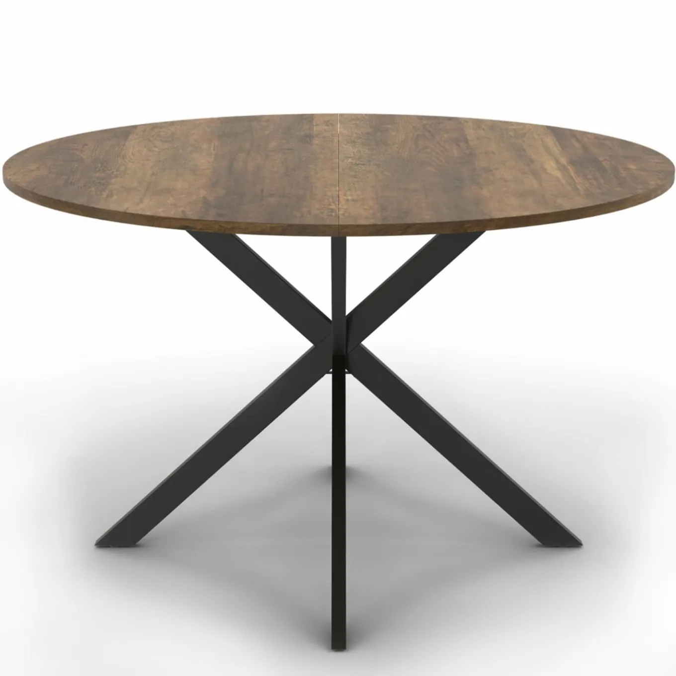 IDMarket Table à manger ronde bois foncé et noir 110 cm* Collection Vintage|Collection Industrielle