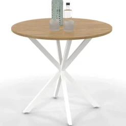 IDMarket Table à manger ronde bois et blanc 80 cm 2-4 personnes* Tables|Tables Et Chaises
