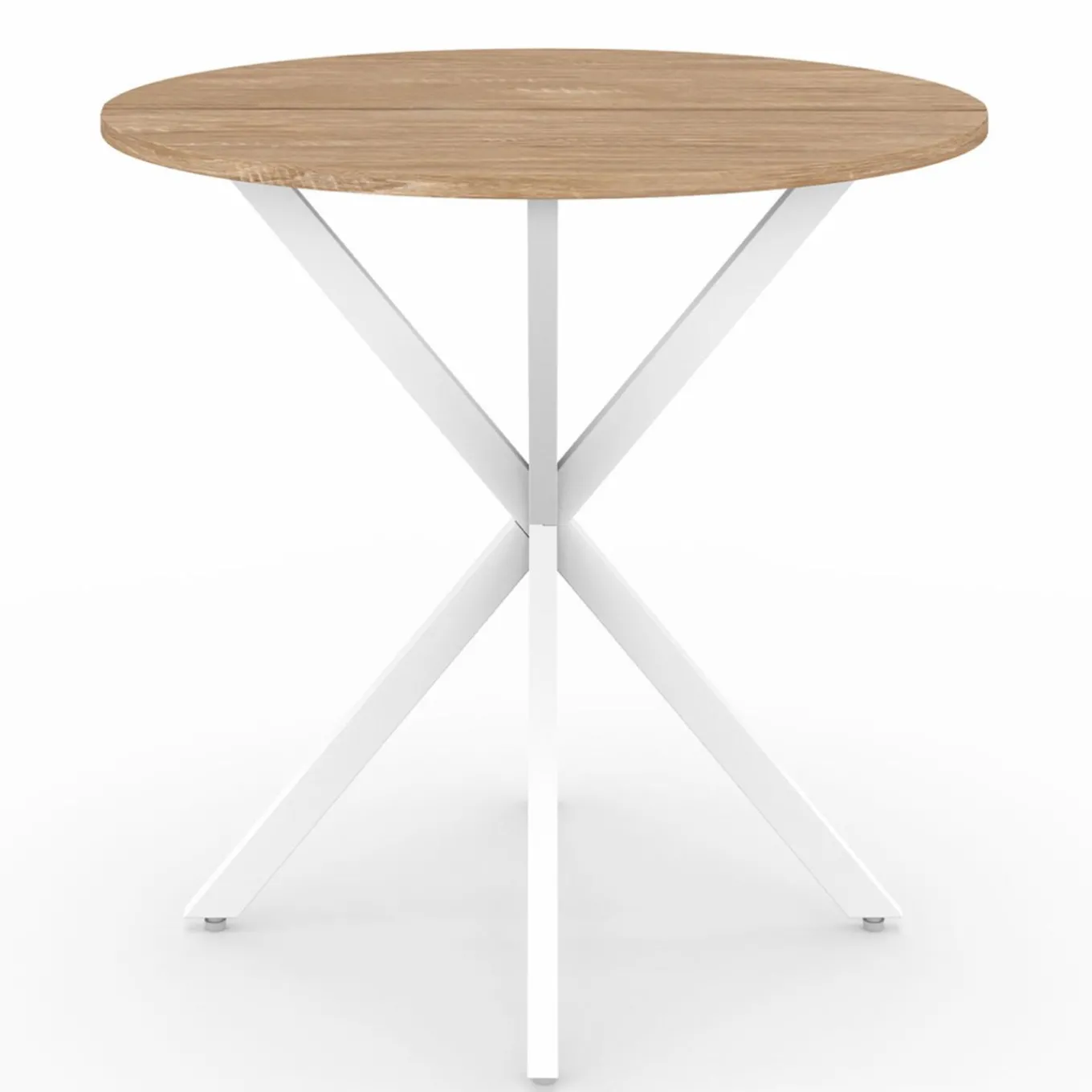 IDMarket Table à manger ronde bois et blanc 80 cm 2-4 personnes* Tables|Tables Et Chaises
