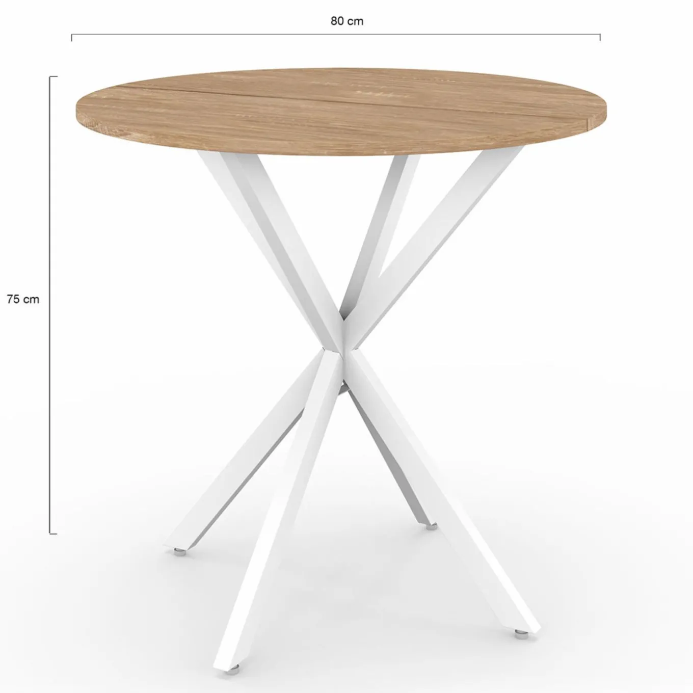 IDMarket Table à manger ronde bois et blanc 80 cm 2-4 personnes* Tables|Tables Et Chaises