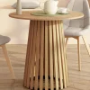 IDMarket Table à manger ronde CARMEN 6 personnes pied bois en lattes et plateau bois 80 cm* Meubles En Bois|Tables