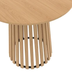 IDMarket Table à manger ronde CARMEN 6 personnes pied bois en lattes et plateau bois 80 cm* Meubles En Bois|Tables