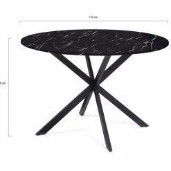 IDMarket Table à manger ronde effet marbre noir pied araignée métal noir* Collection Design|Tables