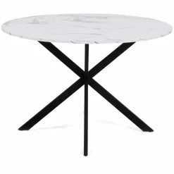 IDMarket Table à manger ronde effet marbre blanc 4-6 personnes* Collection Design|Collection Moderne