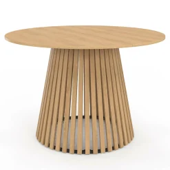 IDMarket Table à manger ronde en bois 6 personnes pied en lattes plateau bois* Tables|Salle À Manger Complète