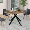 IDMarket Table à manger ronde extensible bois foncé et noir 110-150 cm 4-8 personnes pied araignée* Tables