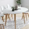 IDMarket Table à manger ronde extensible 4-8 personnes blanc pied bois 110-150 cm* Meubles Blancs|Collection Scandinave