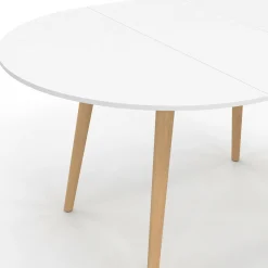 IDMarket Table à manger ronde extensible 4-8 personnes blanc pied bois 110-150 cm* Meubles Blancs|Collection Scandinave