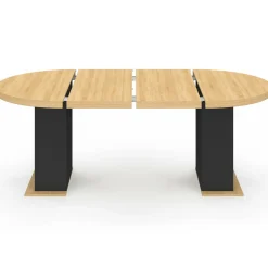 IDMarket Table à manger ronde extensible 110-200 cm 4-10 personnes bois et noir style moderne* Collection Contemporaine|Tables