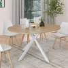 IDMarket Table à manger ronde extensible bois et blanc 110-150 cm 4-8 personnes pied araignée* Tables