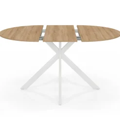 IDMarket Table à manger ronde extensible bois et blanc 110-150 cm 4-8 personnes pied araignée* Tables
