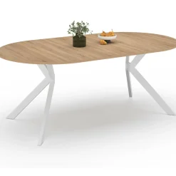 IDMarket Table à manger ronde extensible 110-200 cm 4-10 personnes bois et blanc pied araignée* Tables|Tables Et Chaises