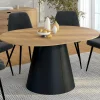 IDMarket Table à manger ronde extensible 4-8 personnes bois effet hêtre et pied noir 110-150 cm* Collection Design|Collection Moderne