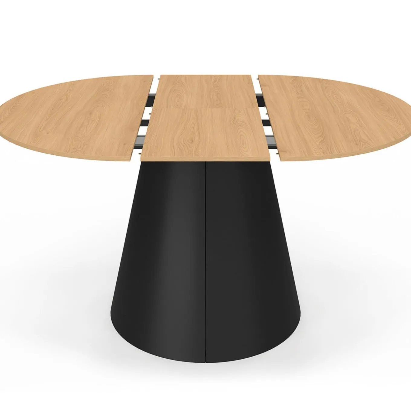 IDMarket Table à manger ronde extensible 4-8 personnes bois effet hêtre et pied noir 110-150 cm* Collection Design|Collection Moderne