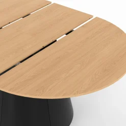 IDMarket Table à manger ronde extensible 4-8 personnes bois effet hêtre et pied noir 110-150 cm* Collection Design|Collection Moderne