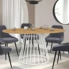 IDMarket Table à manger ronde extensible 110-150 cm 4-8 personnes plateau bois et pied filaire métal blanc* Salle À Manger Complète|Tables Et Chaises