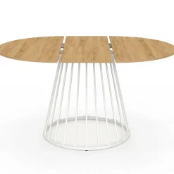 IDMarket Table à manger ronde extensible 110-150 cm 4-8 personnes plateau bois et pied filaire métal blanc* Salle À Manger Complète|Tables Et Chaises