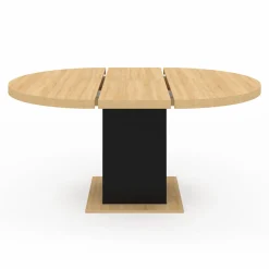 IDMarket Table à manger ronde extensible 4-8 personnes noir et bois* Tables
