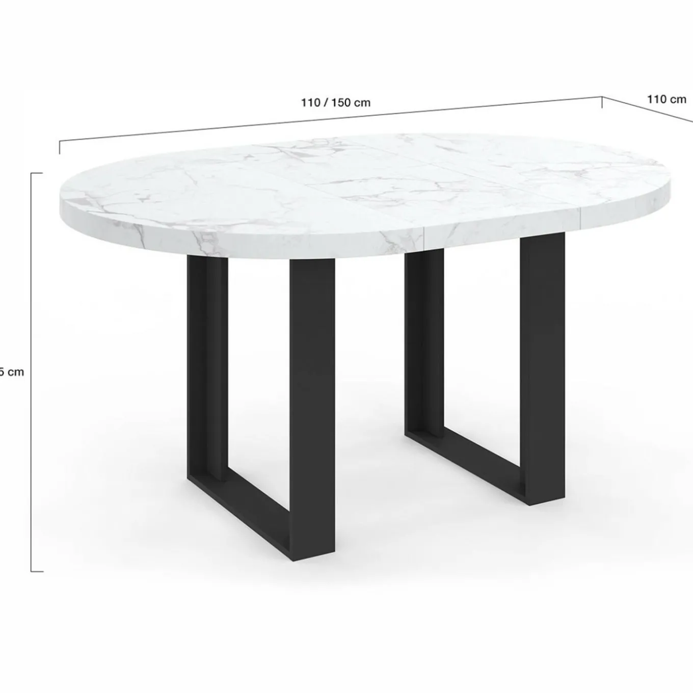 IDMarket Table à manger ronde extensible de 110-150 cm pour 4 à 6 personnes à l’effet marbre* Tables|Tables Et Chaises