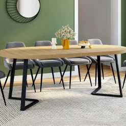 IDMarket Table à manger ronde extensible 110-200 cm 4-10 personnes en bois et pieds noirs* Salle À Manger Complète|Tables Et Chaises