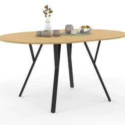 IDMarket Table à manger ronde extensible 110-150 cm 4-8 personnes bois et noir design industriel* Tables|Tables Et Chaises