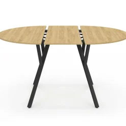 IDMarket Table à manger ronde extensible 110-150 cm 4-8 personnes bois et noir design industriel* Tables|Tables Et Chaises