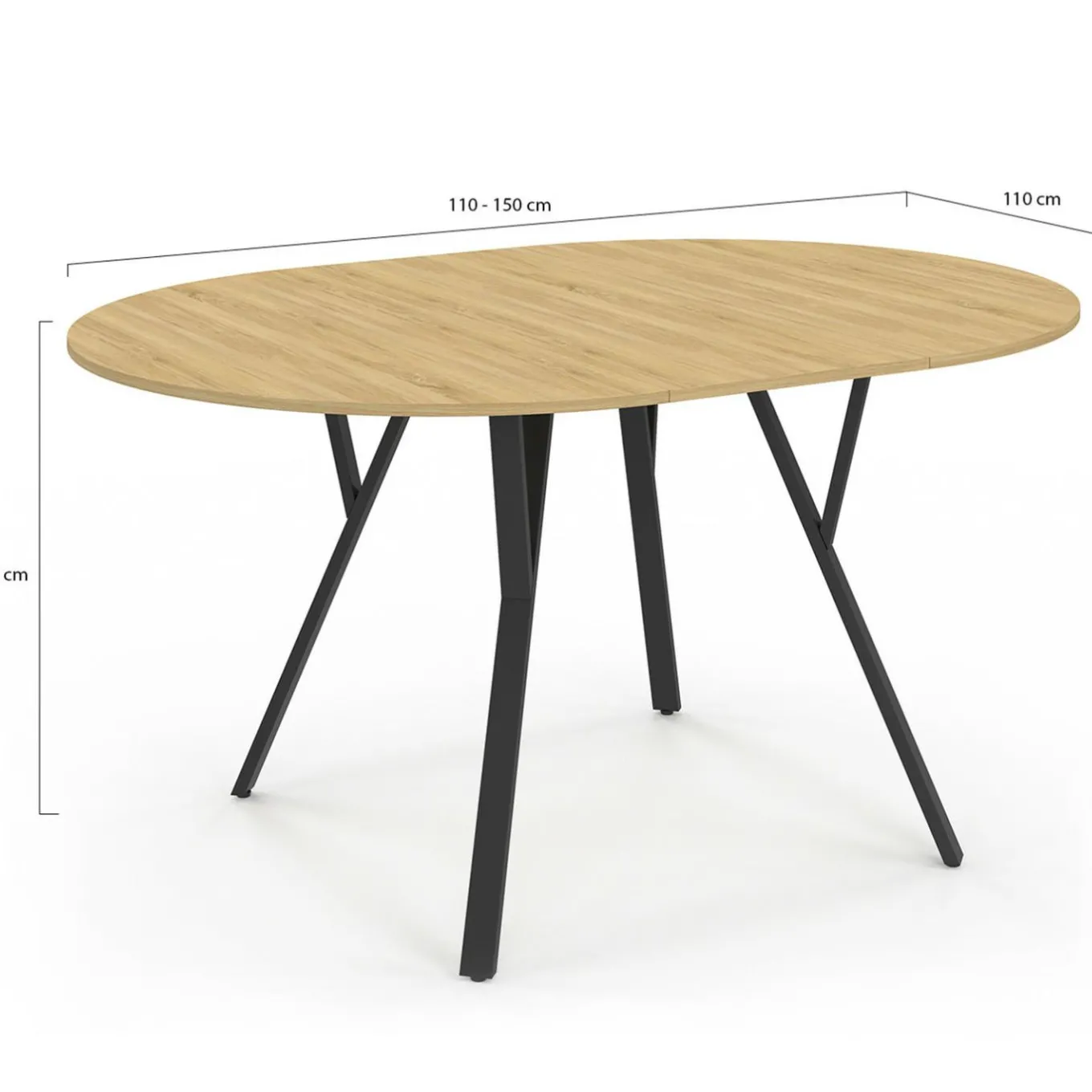 IDMarket Table à manger ronde extensible 110-150 cm 4-8 personnes bois et noir design industriel* Tables|Tables Et Chaises