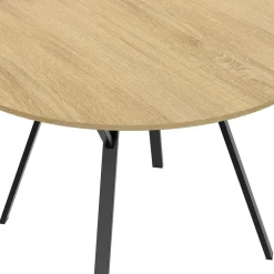 IDMarket Table à manger ronde extensible 110-150 cm 4-8 personnes bois et noir design industriel* Tables|Tables Et Chaises