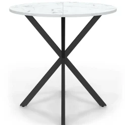 IDMarket Table à manger ronde plateau effet marbre blanc pied araignée noir 4 personnes* Collection Design|Collection Moderne